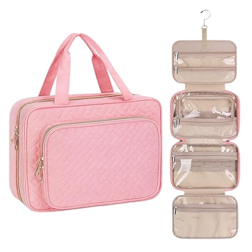 Miniatura 8 de Wedama Neceser para mujer, bolsa de viaje mediana para cosméticos, bolsa de aseo colgante para baño, bolsa de maquillaje de viaje impermeable de PVC
