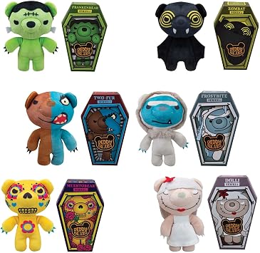 Deddy Bears Soft Toy Series 2 Complete Collection Pack Of 6 Plush Halloween, Birthdays, Spooky Cuddlies Gifts, Creepy Children's and Adults Collectables - 15cm