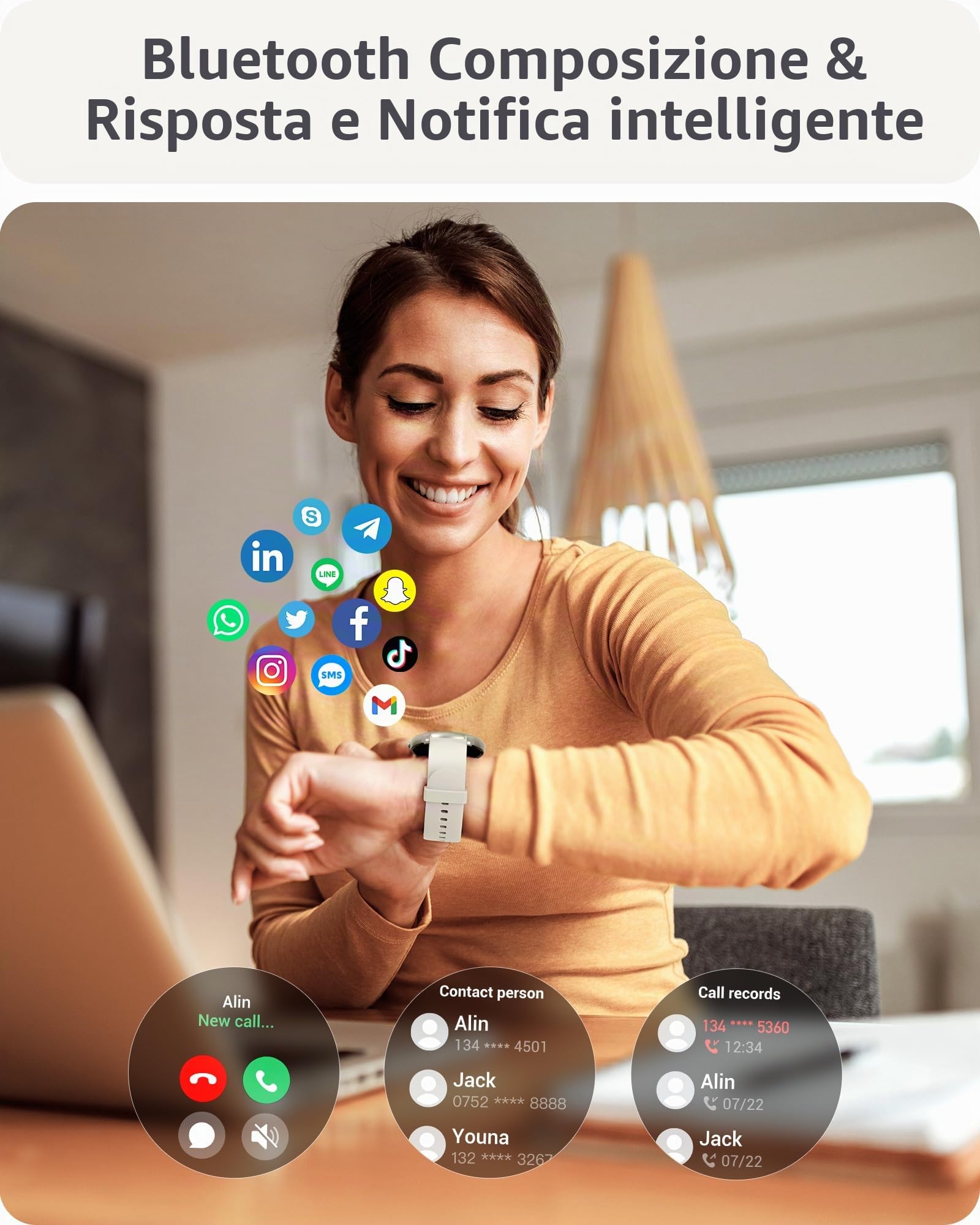 Parsonver Smartwatch Uomo Chiamate Bluetooth, 100 + Modalità Sportive, 1.32" Fitness Sportivo Orologio Fitness Monitor del SpO2/Sonno/Cardiofrequenzimetro, Smart Watch Argento Stellare SPROD1 | 1.32" Fitness Sportivo Orologio con Monitor del SpO2/Sonno/Fr