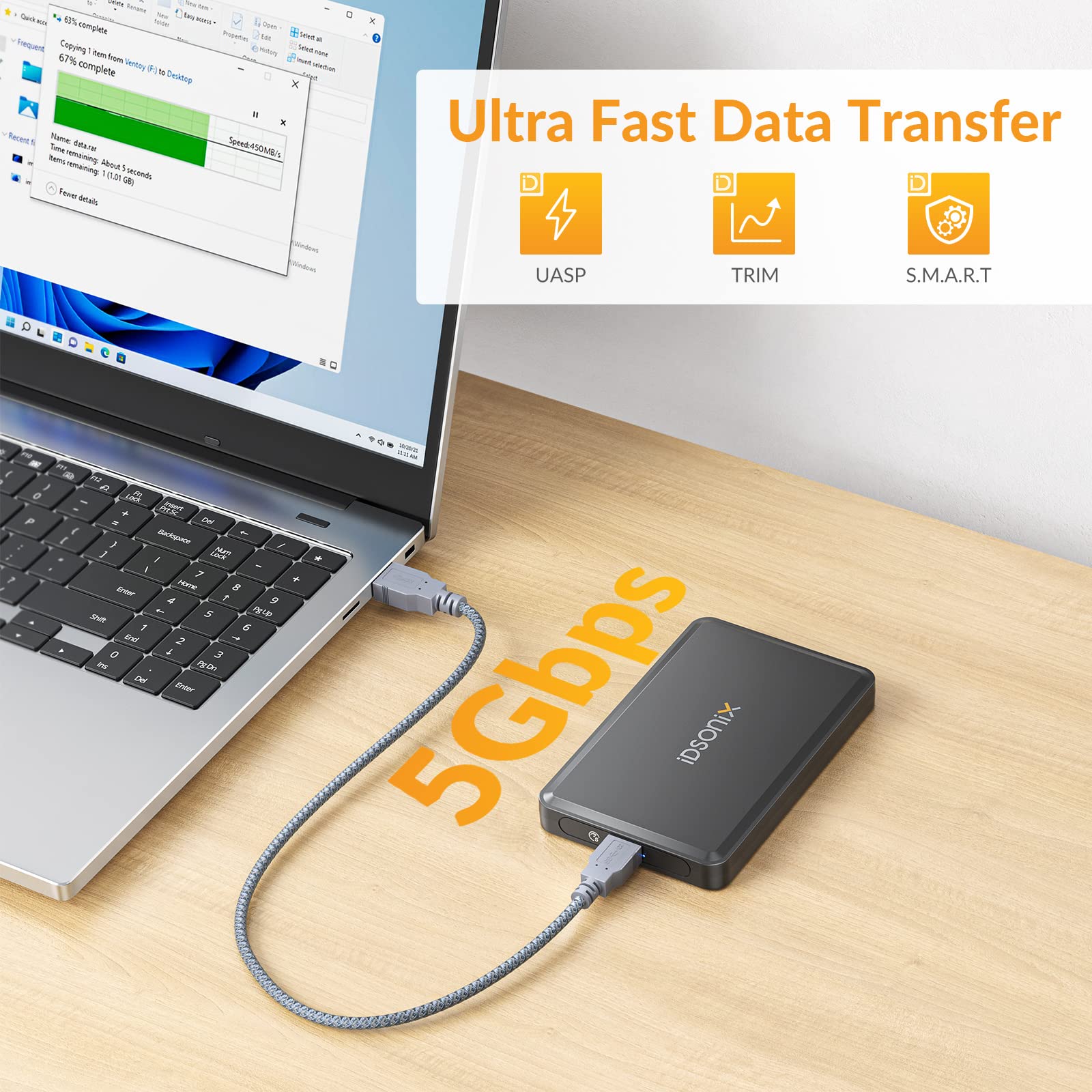 IDsonix-carcasa de disco duro de 2,5 pulgadas, carcasa externa HDD SSD