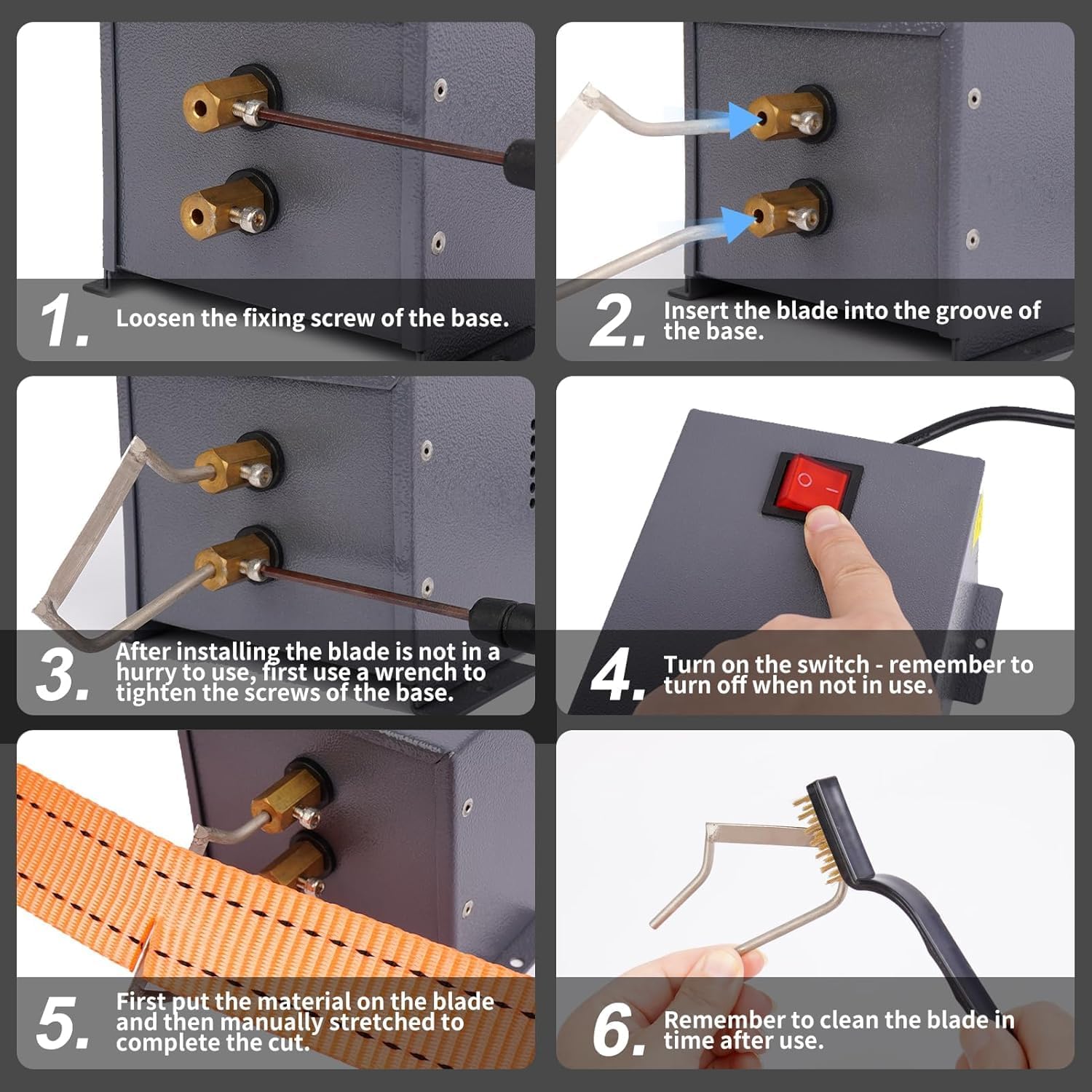 Electric Rope Cutter with Fan, Seat-Type Rope Cutter, Hot Knife Thermal Cutting Tool, 550 ℃(1022℉), for Fabric Nylon Webbing Belting Ribbon