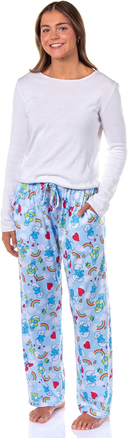 INTIMO The Smurfs Womens Pjs Papa Smurf Smurfette Rainbow Cloud Pajama Pants - Image 2