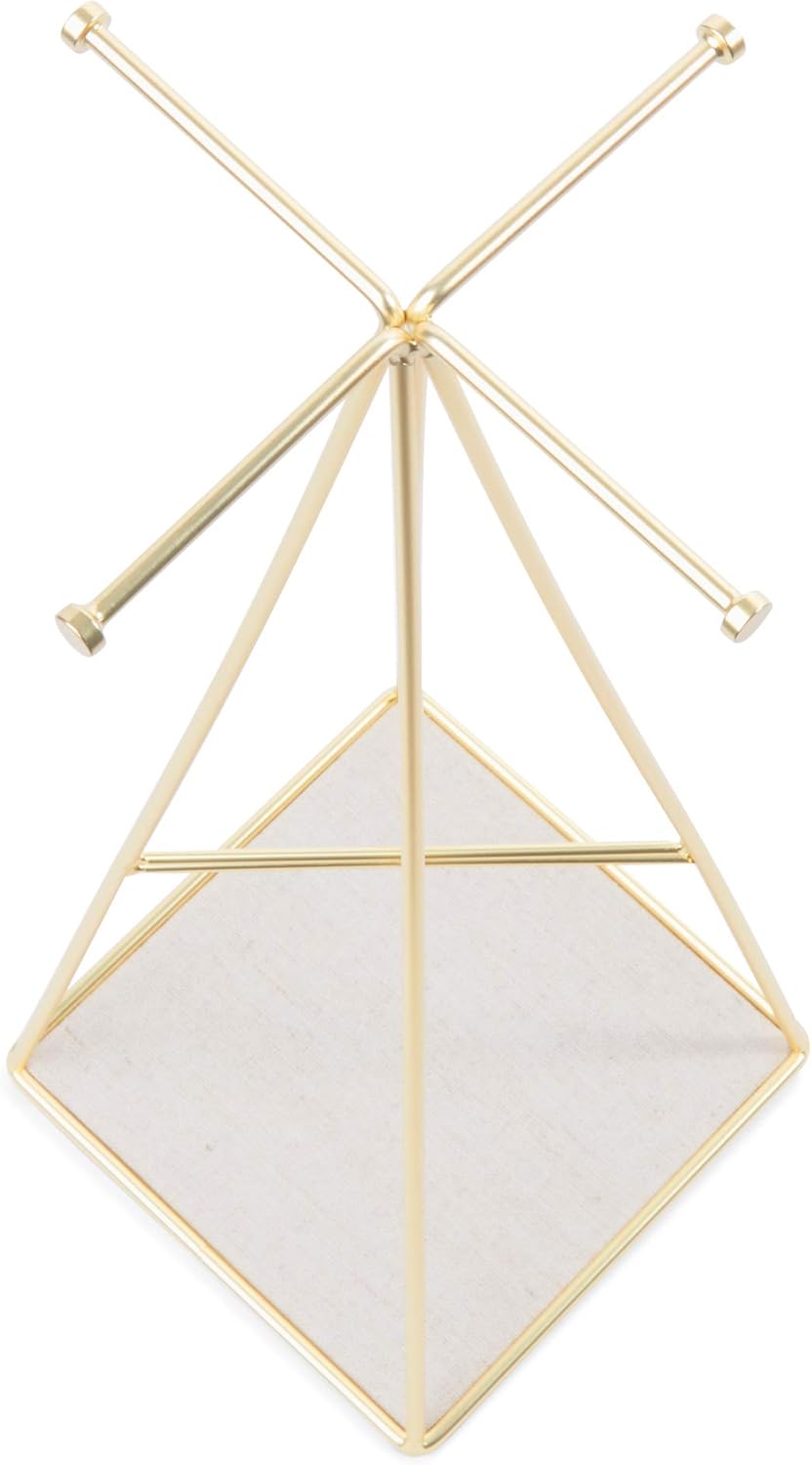Umbra Prisma Jewelry Stand and Necklace Holder, Matte Brass (Pack of 3)