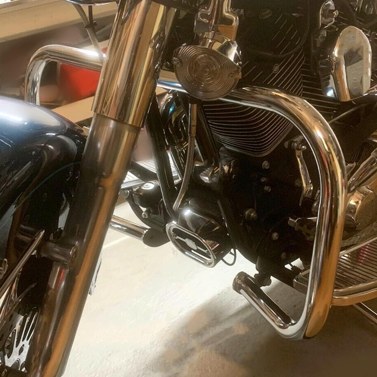 ECOTRIC Chrome Engine Guard Highway Crash Bar Compatible with 2000-2017 Harley Heritage Softail Fat Boy Springer FLST Replacement for HD49004-00