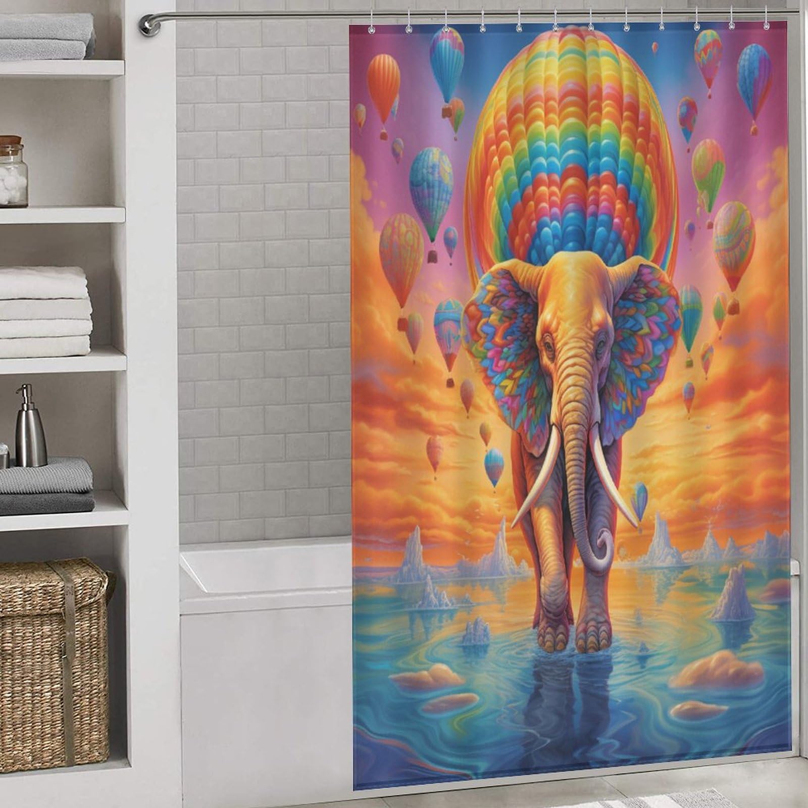 Rideau de douche éléphant lavable pour une salle de bains familiale
