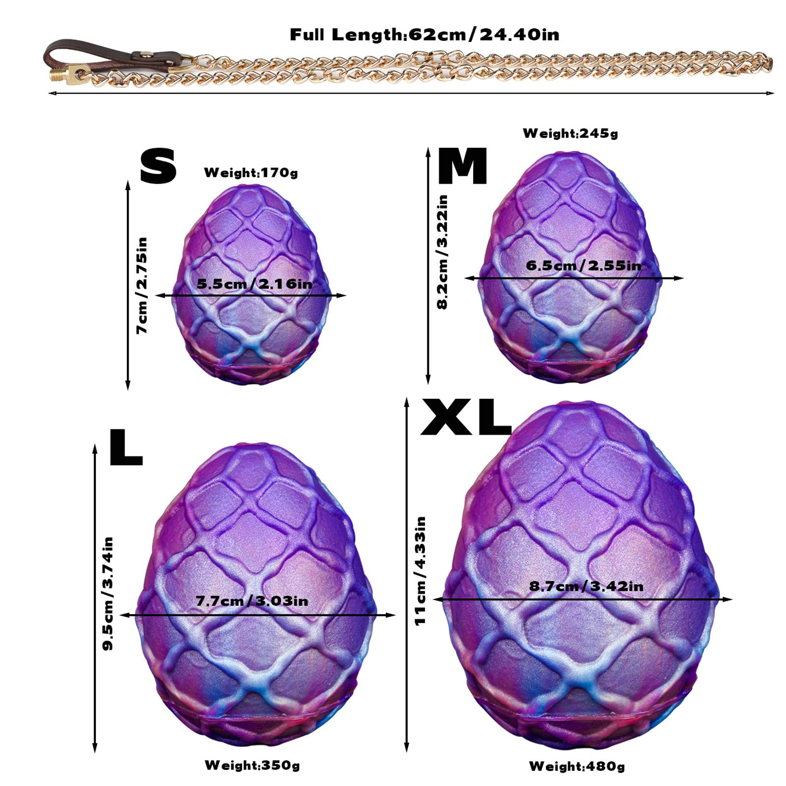 Analkugeln Silikon Anal Beads mit Kette Anal Trainer für Paare, Analdehner für Männer & Frauen, Anal Spielzeug Ei-Form für kontrolliertes Training in 4 Größen（XL）