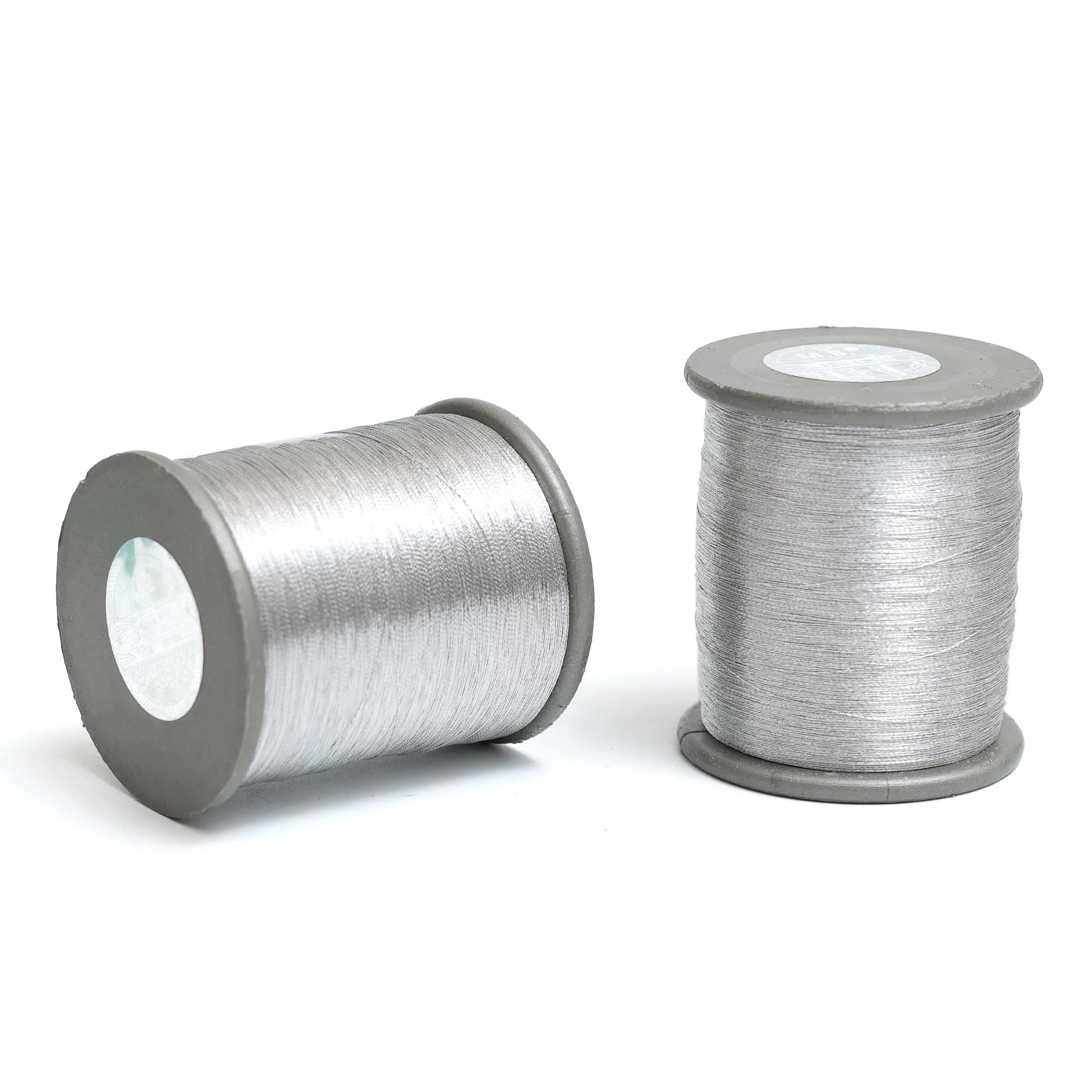 Embroiderymaterial Metallic Zari Thread for Embroidery, Sewing and Jewelry Making, Silver Color, 0.1MM(Pack of 2 Roll)
