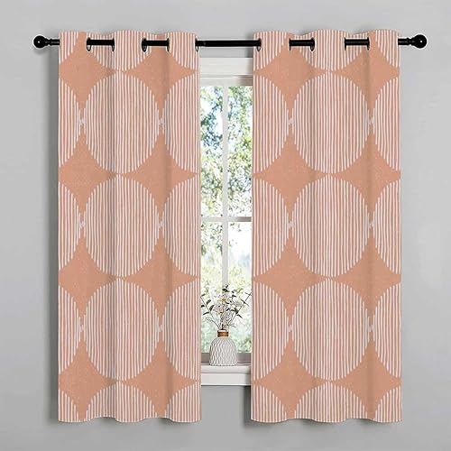 Miniatura 2 de Blackout Window Curtains Orange Abstract Lines Door Curtains Cortinas para Ventanas De Cuarto 110Inch Width by 96Inch Length,2 Panels