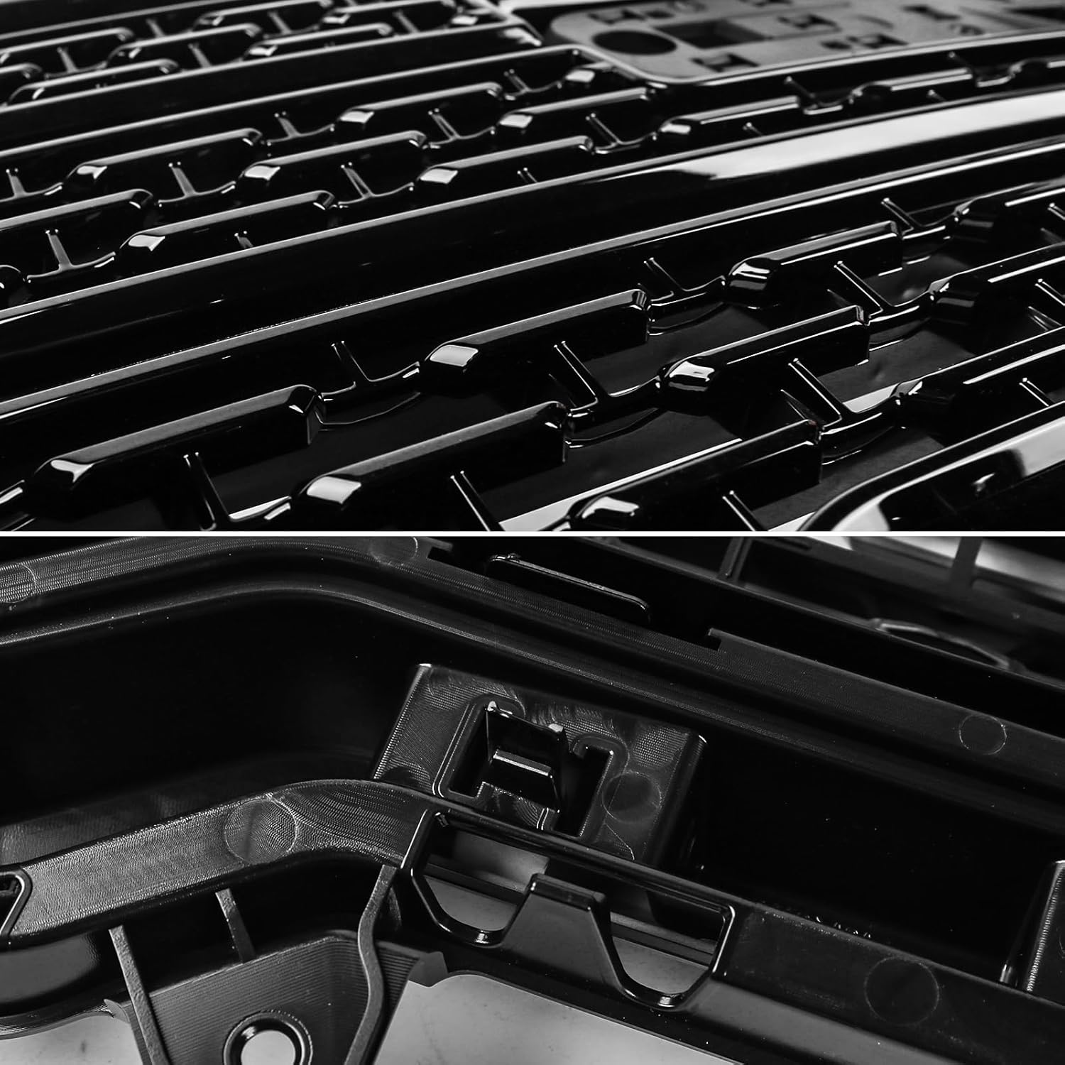 Grille Set 5pcs Compatible with GMC Sierra 1500 AT4/Denali 2019 2020 2021 Front Upper Grill + Front Lower Bumper Filler + Fog Light Bezels + Camera Bracket (Gloss Black)