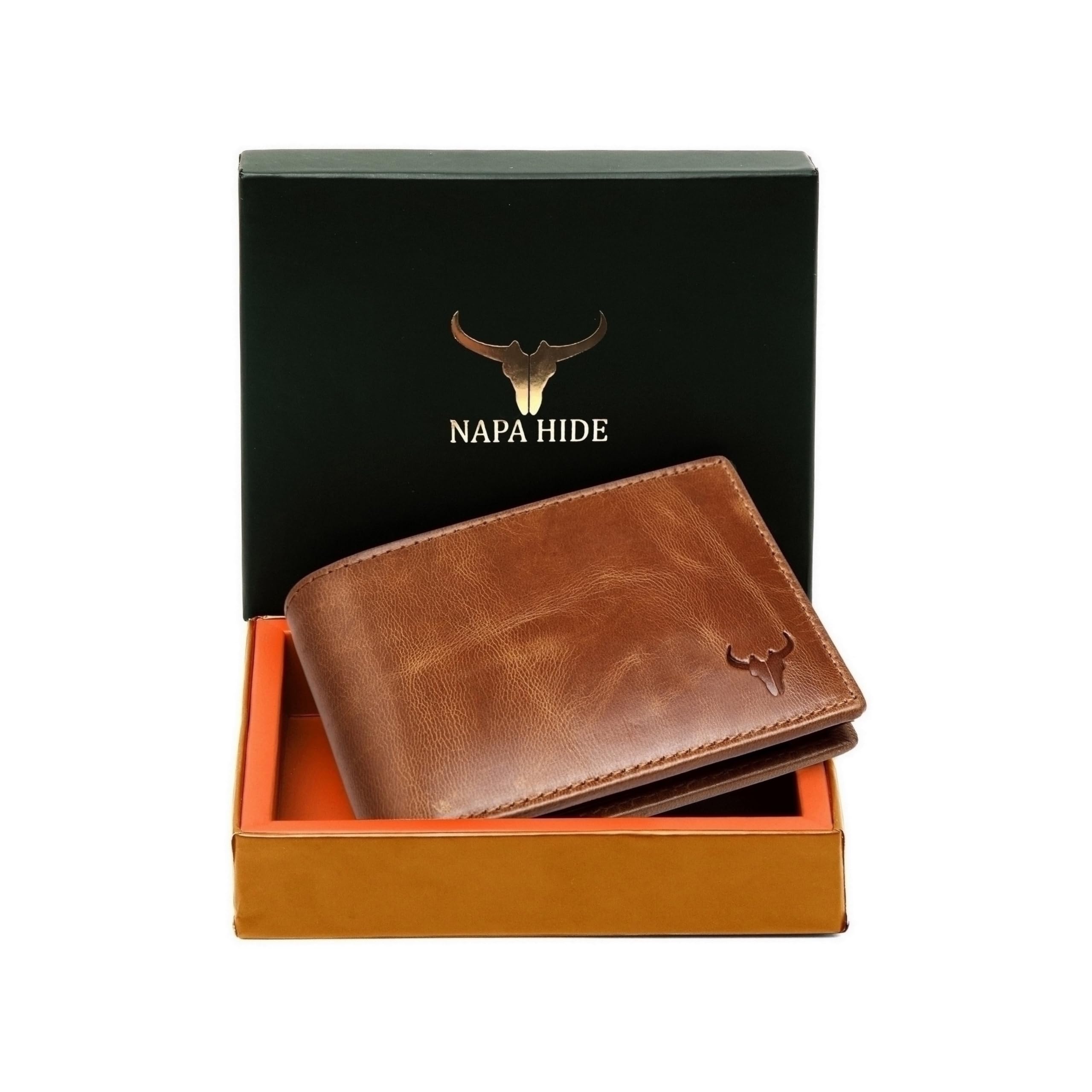 NAPA HIDE Tan Crunch Leather Wallet for Men