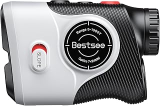 Bestsee Golf Laser Rangefinder 1500Yards - 0.3s FlagLock w/Vibration, 7X Magnification, Red Backlight, 85% Light Transmission Lens, Built-in Magnet Stripe for Golfing/Hunting | Golf Accessories