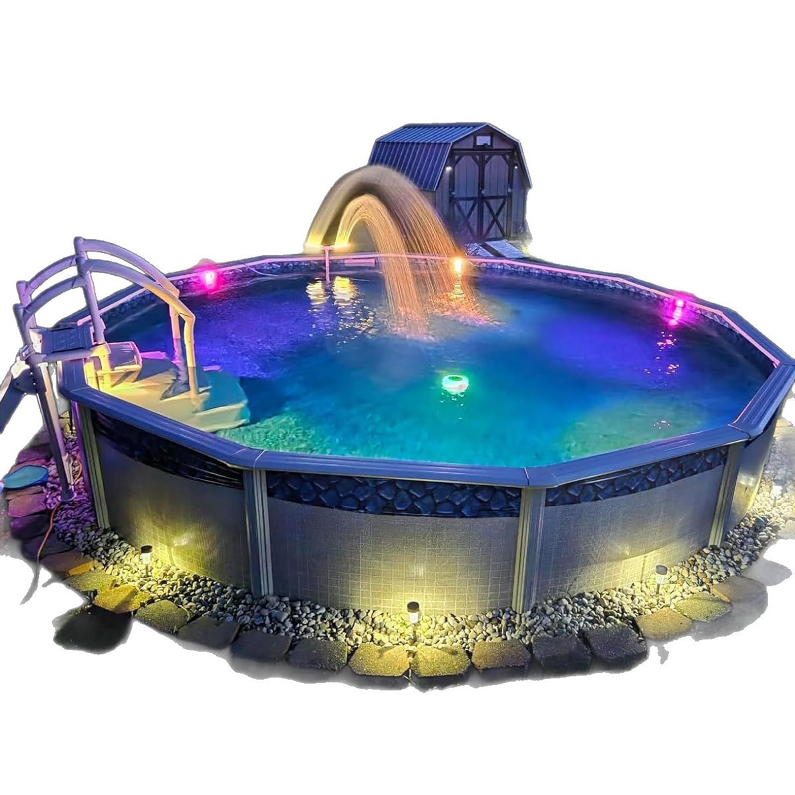 Piscina a cascata, telecomando ricaricabile con , accessorio per piscina a cascata, per rinfrescare il relax su terra, interrato, giardino, cortile, vacanze estive