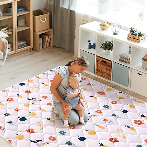 Miniatura 6 de Tapete de juego de espuma prémium para bebés, de 79 x 63 pulgadas, tapete de juego extra grande para bebés, niños pequeños, bebés, tapete de esponja
