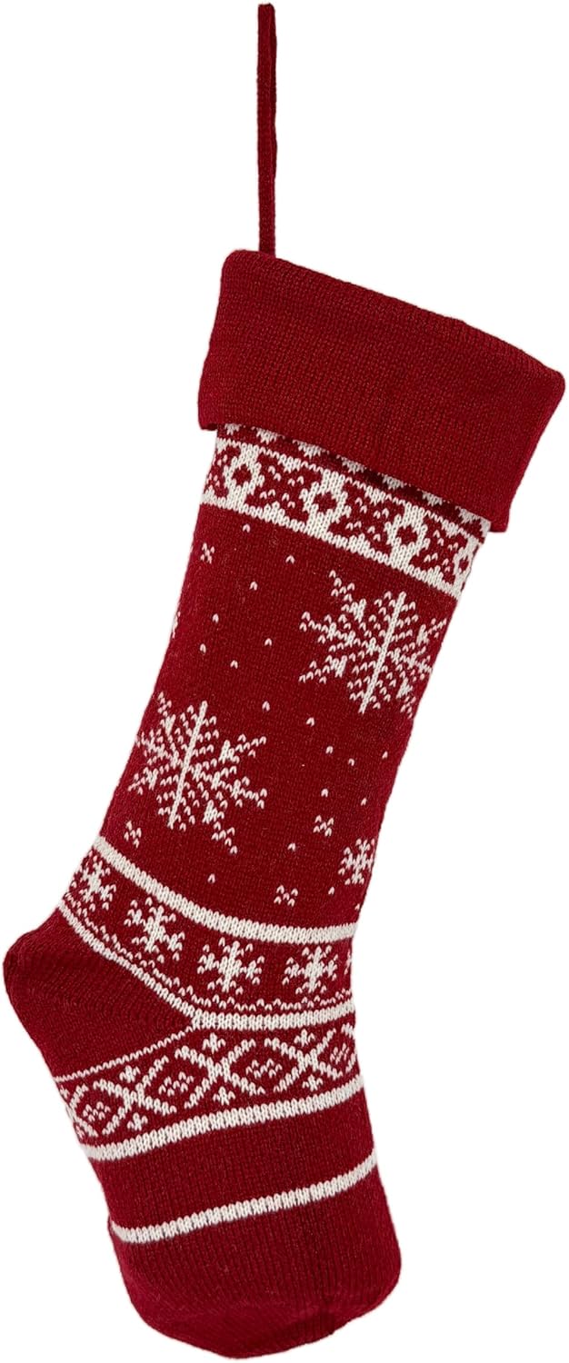 Red and White Christmas Stockings Knit Holiday Décor Stocking Christmas Décor Stocking Custom Stockings Farmhouse Christmas Holiday (Reindeer)