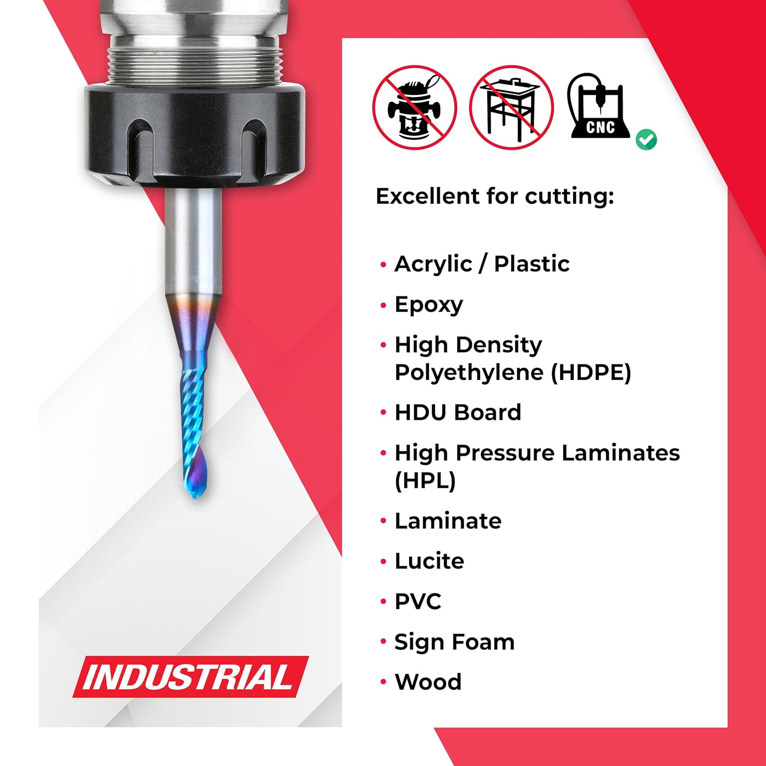 Amana Tool 51815-K CNC Spektra Coated SC Spiral O Single Flute Ball Nose, Plastic Cutting 1/16 R x 1/8 D x 1/2 CH x 1/4 SHK x 2 Inch Long Up-Cut Router Bit with Mirror Finish