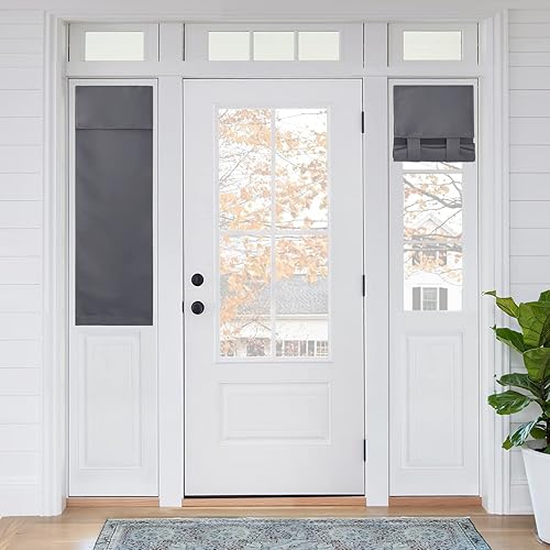 RYB HOME Sidelight Door Curtains for Small Windows, Room Darkening Sides Door Shades Heavy Duty Vertical Door Blinds Full Privacy for Patio Door Window, 1 Panel, Grey, W12 x L40