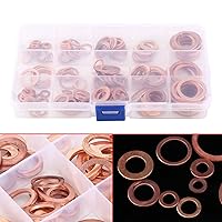 Vista 7 de Vomeko 150pcs Metric 15 Sizes Copper Flat Washers Gaskets Assortment Set Kit, Plain Washer, Metal Washer,with Box