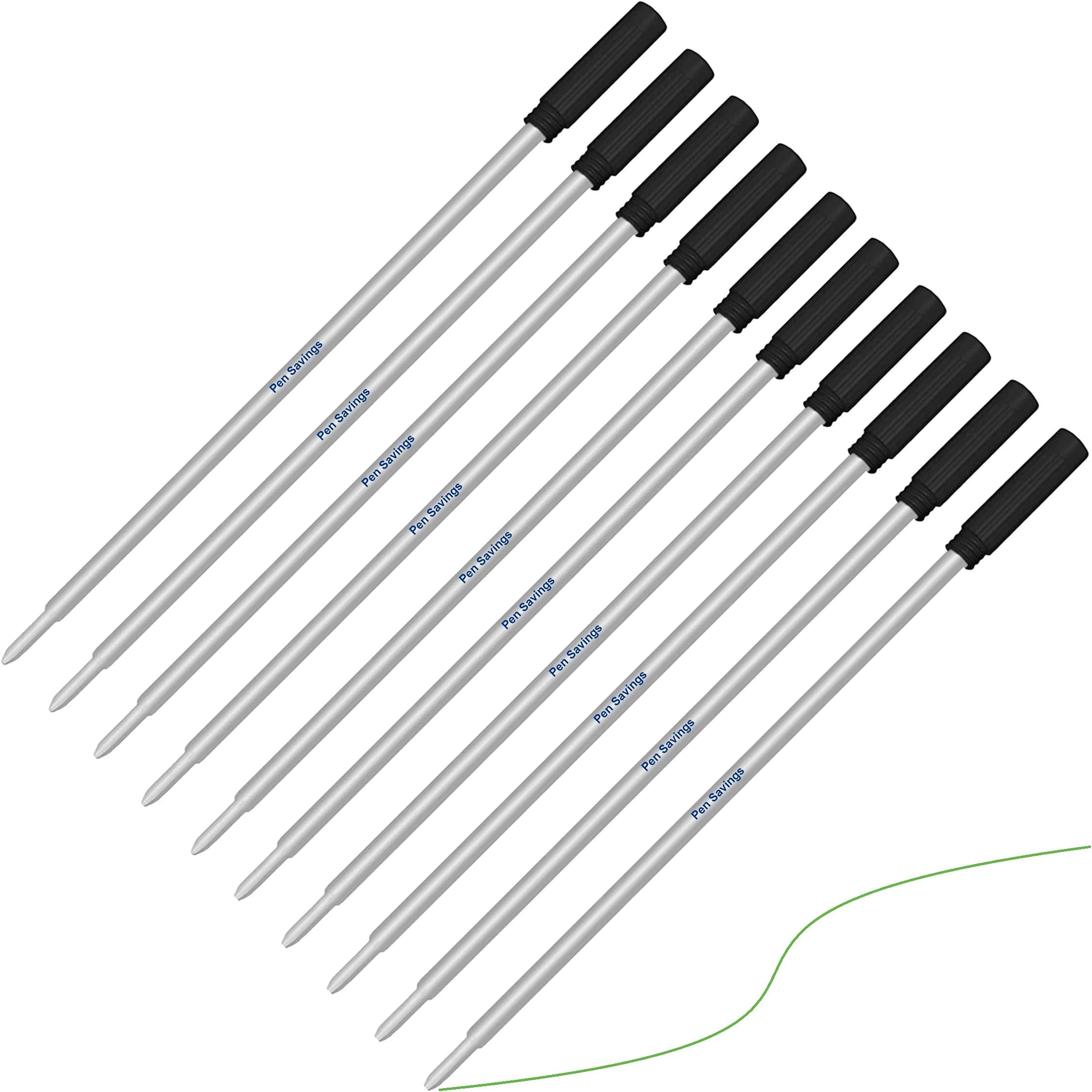 Pen Savings Ballpoint Pen Refills for Cross Pens, Medium Point 1.0mm, Frictionless Flow Smooth Writing, 10 Pack (Green)