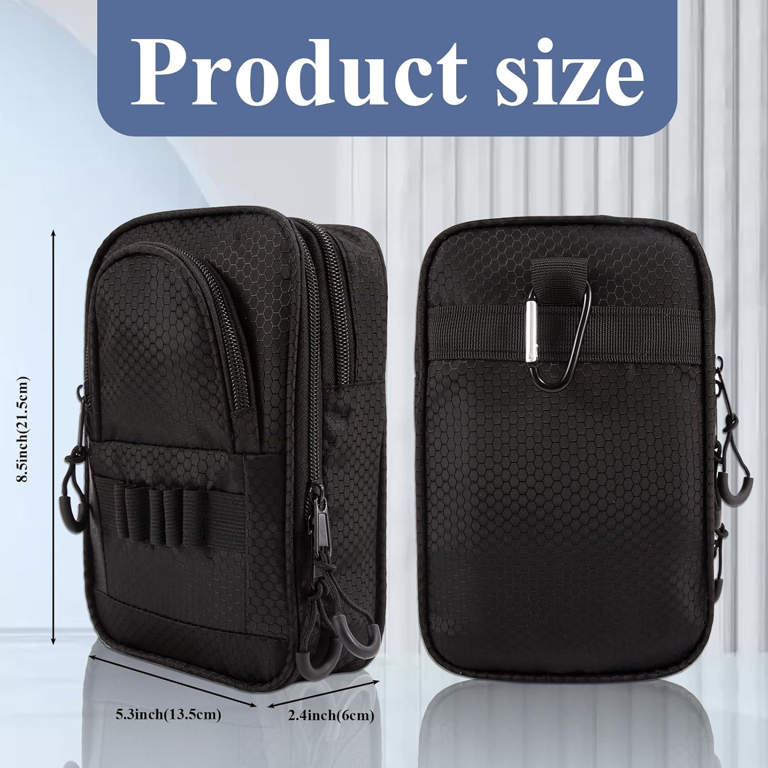 Golf Ball Bag Valuables Pouch,Golf Tee Bag Pouch Accessories with Detachable Carabiner Large Capacity Multiple Compartments can Store 12-15 Balls,Tees,Gloves,Mobile Phone and Keys Black ring 5.3*2.4*8.5 image 2 of 7 B0F2MS78XF