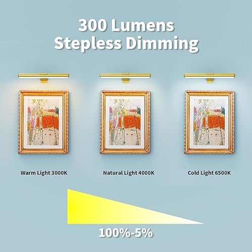 Miniatura 7 de Swatia Luz de imagen inalámbrica, luz de pintura con batería recargable para mostrar obras de arte, luz de visualización de 300 lúmenes, brillo