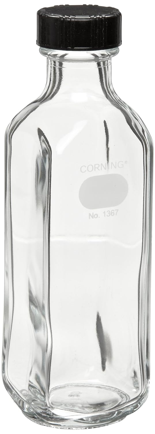 Corning Pyrex Narrow Mouth Milk Dilution Bottles with Screw Cap (Culture Bottles), 160mL (Pack of 12)