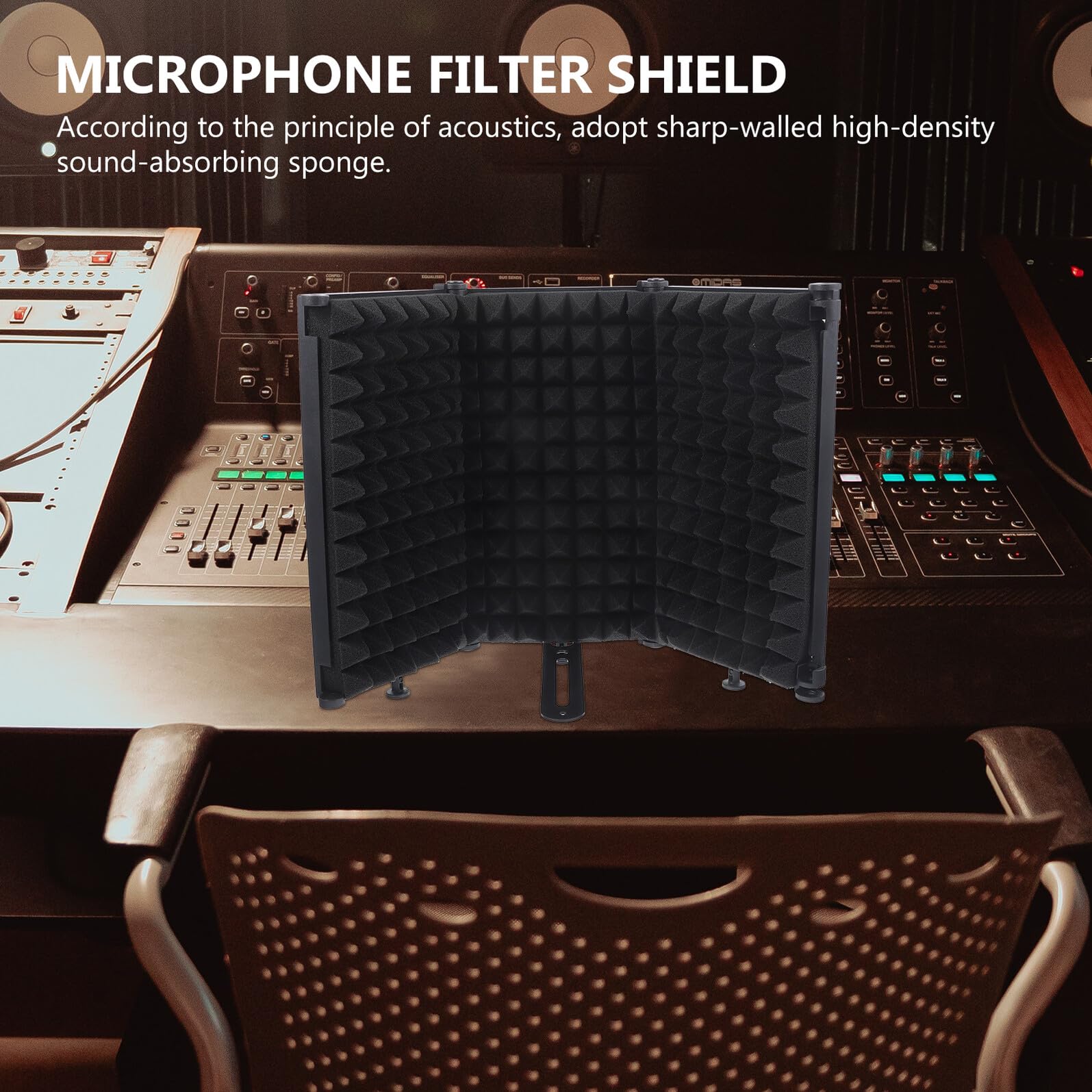 Zerodeko Cache-micro Taille Ajustable en Fer Pliable Éponge Eva Noir, Système Multi-couches D'absorption Sonore Bruit pour Enregistrement Vocal