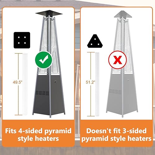Miniatura 3 de SafBbcue Calentador de patio de repuesto para calentador de patio Outdoot de 4 lados de propano líquido, 49.5 pulgadas de alto 4 pulgadas de