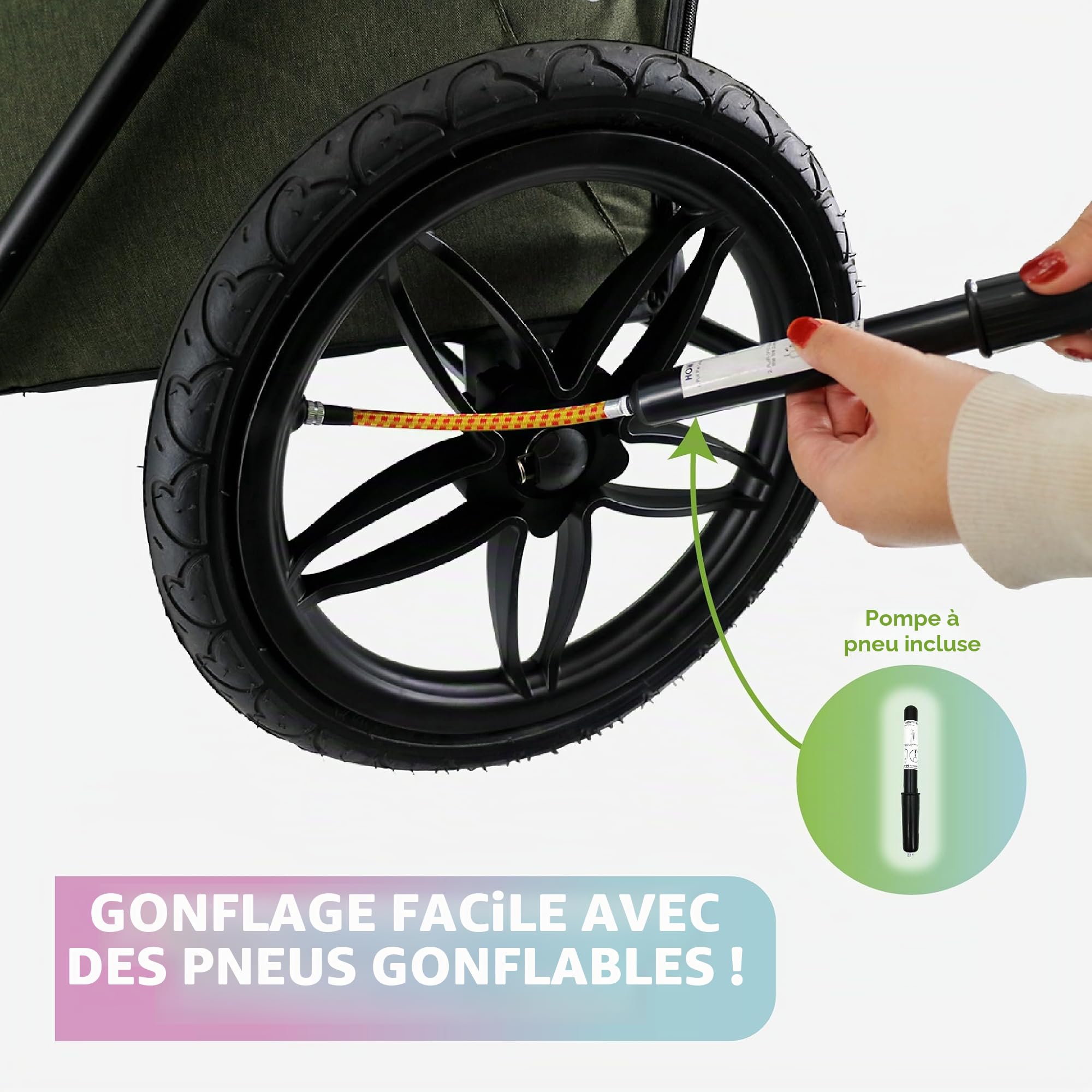 Breeze Black | Remorque de vélo de Luxe pour Chien | Jogger de Grande Taille | Pliage à Une Main | Pneus pneumatiques | Housse de Pluie Incluse | Pompe à Pneu | Adaptateur de vélo