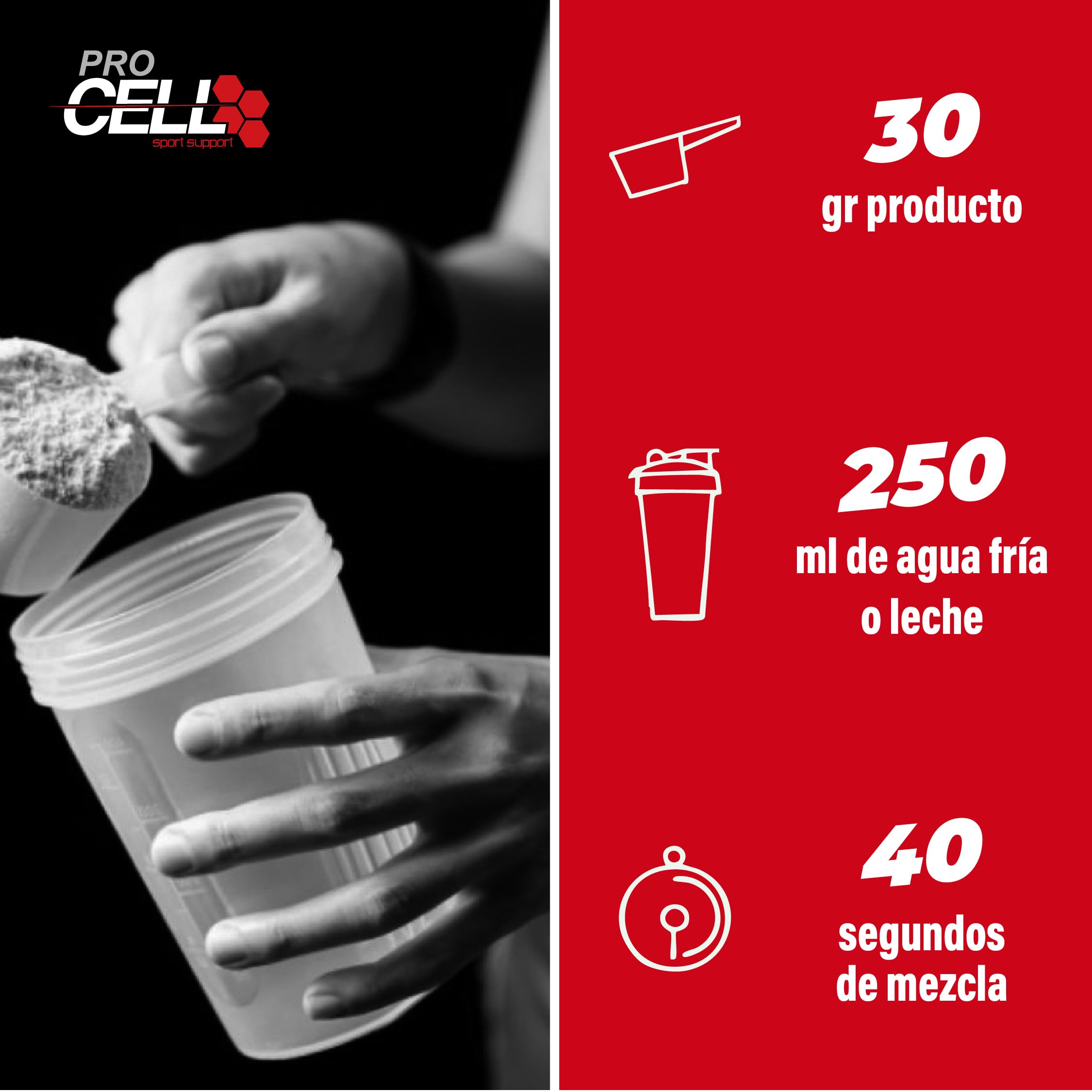 Procell Proteinas Whey 2kg (Chocolate) Zero Azúcar, 21g de Proteina, 66 Servicios Whey Protein Concentrado y Aislado de Suero - Proteinas para Masa Muscular en Polvo para Batidos