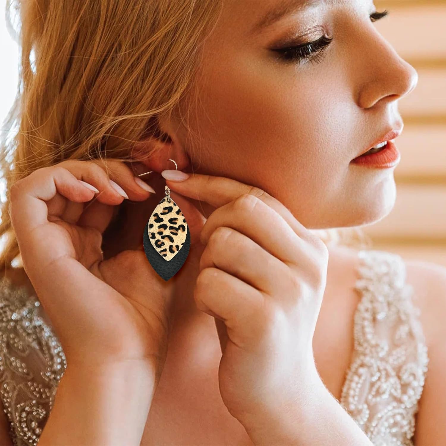 2 paar oorbellen met luipaardprint, elegante en gepersonaliseerde