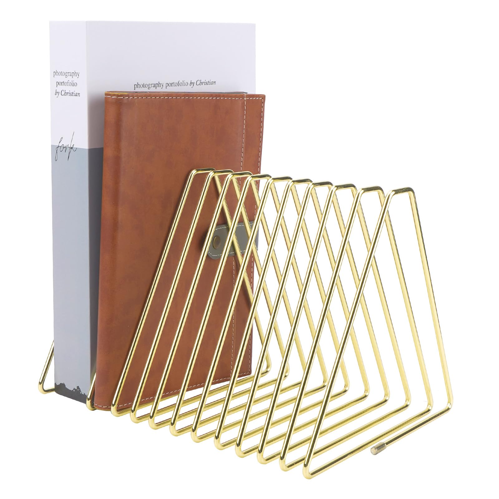 Serre-livres décoratif élastique en fer doré avec 11 emplacements pour trier vos fichiers