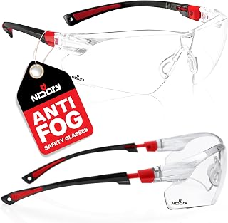 NoCry Anti-Fog Scratch-Resistant Safety Glasses ANSI Z87+ Certified, Clear Wraparound Lenses, Adjustable Fit, 100% UV Protection Men Women