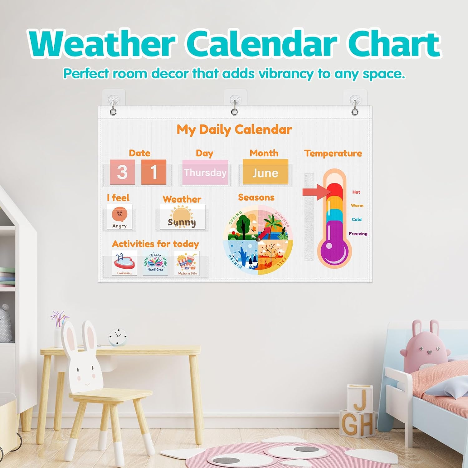 My First Daily Calendar for Kids, Morning Board Pocket Chart image 4