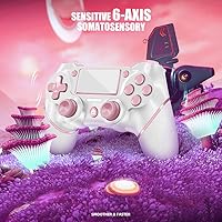 Vista 3 de AceGamer Paquete de 2 para controlador PS4, controlador inalámbrico para PS4/Pro/Slim/PC, con agarre antideslizante en ambos lados, conector