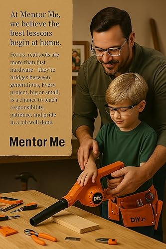 Miniatura 5 de Mentor Me - Soplador de hojas inalámbrico para niños, soplador de tamaño juvenil de trabajo real con gafas de seguridad, herramienta de aprendizaje