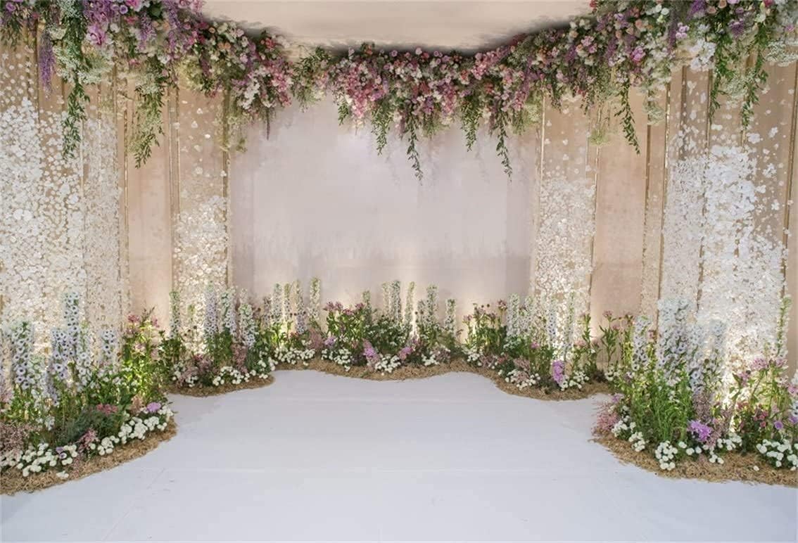 AOFOTO 10x7ft Wedding Backdrop Romance Archway Bridal Shower Flowers Wall Curtain Cradle Ceremony Banner Background for Photography Vinyl Anniversary Birthday Party Decoration Photoshoot Studio Props