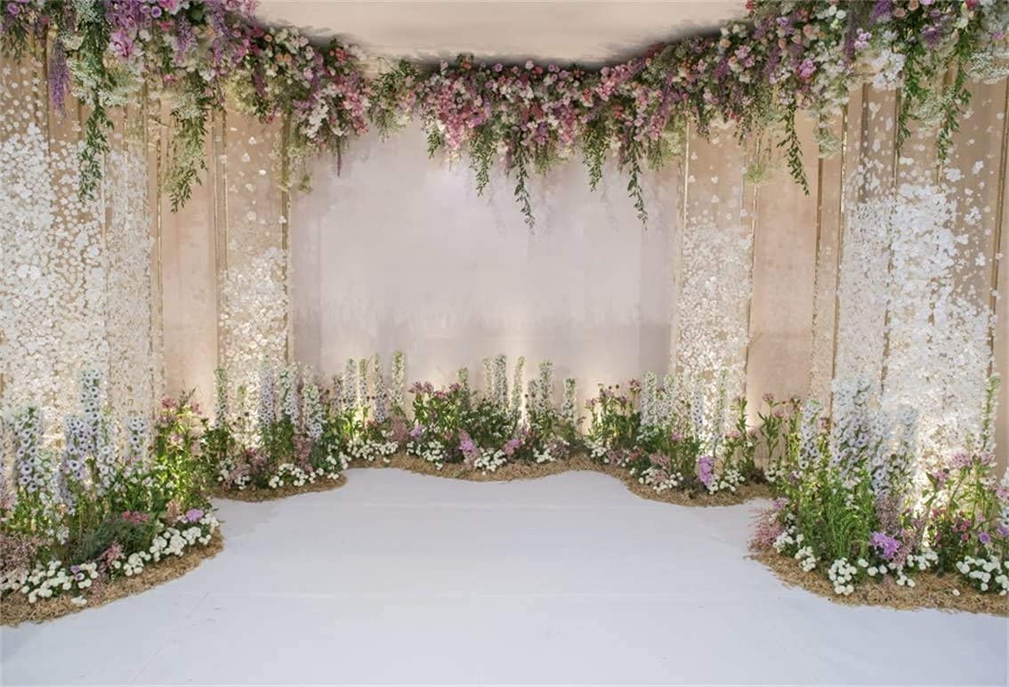 AOFOTO 10x7ft Arch for Wedding Ceremony Backdrop Interior Romantic Flower Canopy Archway Banner Photography Background Bride Girlfriend Lovers Fiancee Nuptial Decoration Studio Props Vinyl Wallpaper