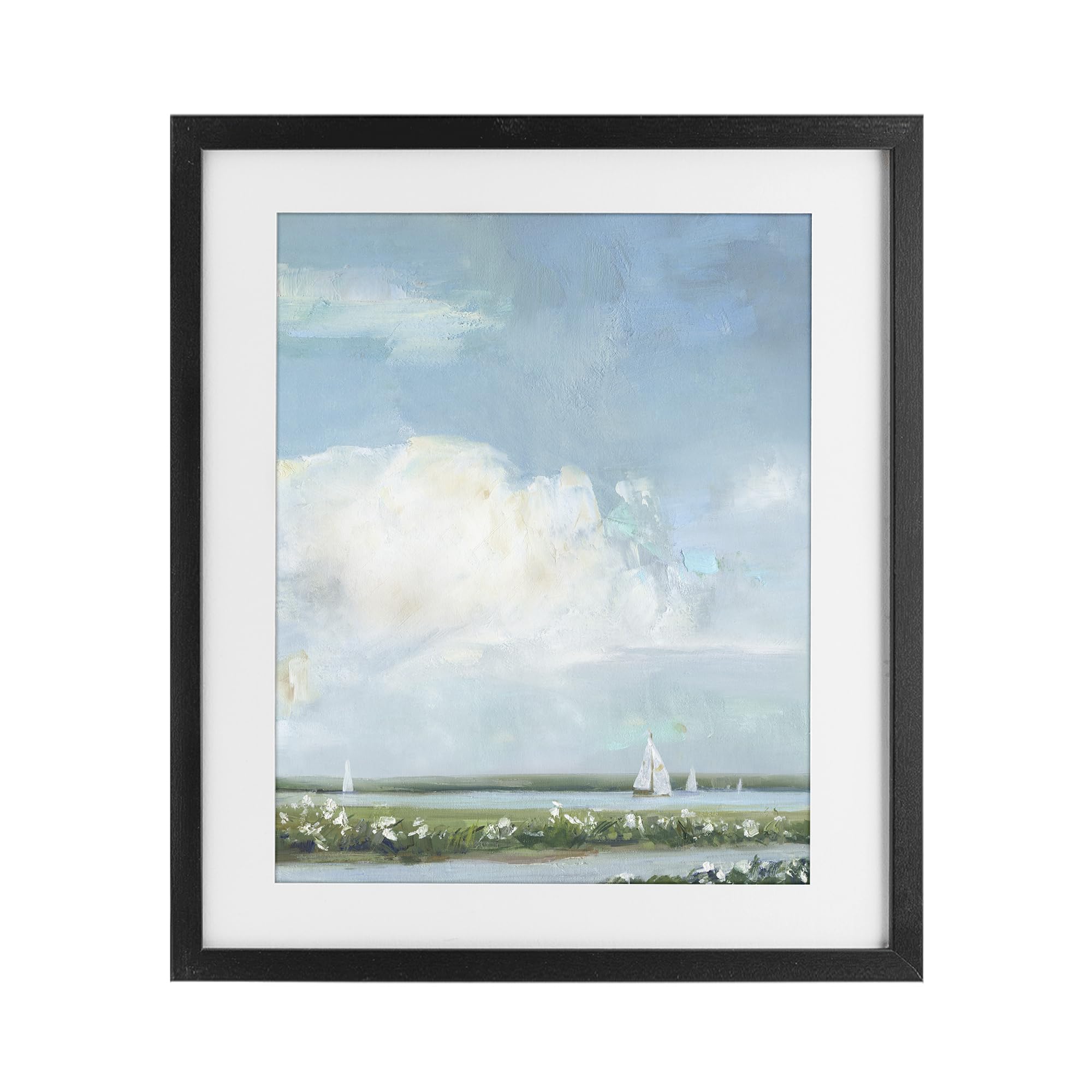 Stupell Industries Seaside Sailing Meadowscape 'Seaside Sailing Along Meadow'| Framed Print Under Glass
