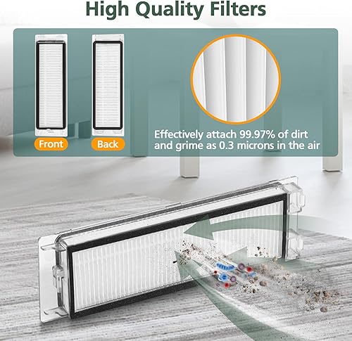 Miniatura 4 de isinlive Kit de accesorios de repuesto Q5 compatible con aspiradora Roborock Q5 Q5+ Q5 Plus, 1 cepillo principal, 4 filtros Hepa, 4 cepillos