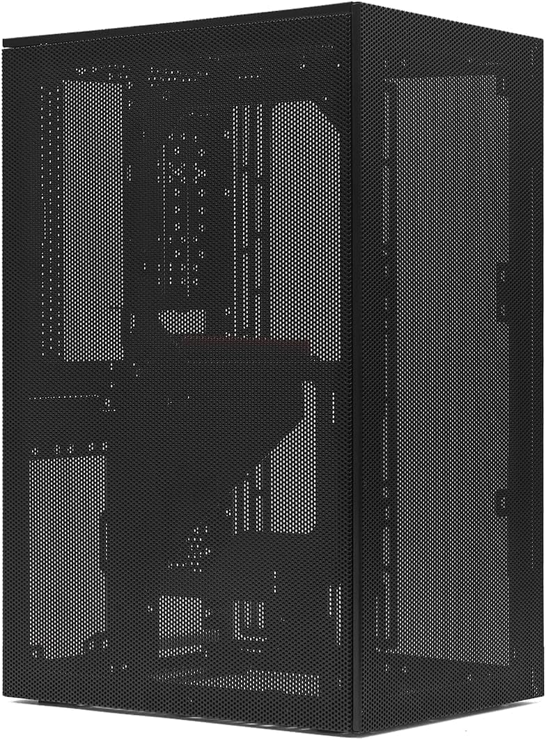 Meshroom S V2 Mini-ITX Gaming PC Case (SFF), Full Mesh No Riser Cable, Compatible ATX MB/RX9070/5090/280mm AIO, USB Type-C (Black Variant B)
