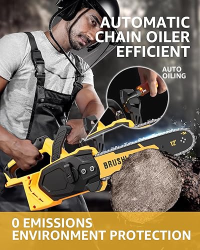 Miniatura 8 de Motosierra eléctrica inalámbrica sin escobillas de 12 pulgadas, compatible con batería Dewalt de 20 V máxima, (sin batería incluida), motosierra de