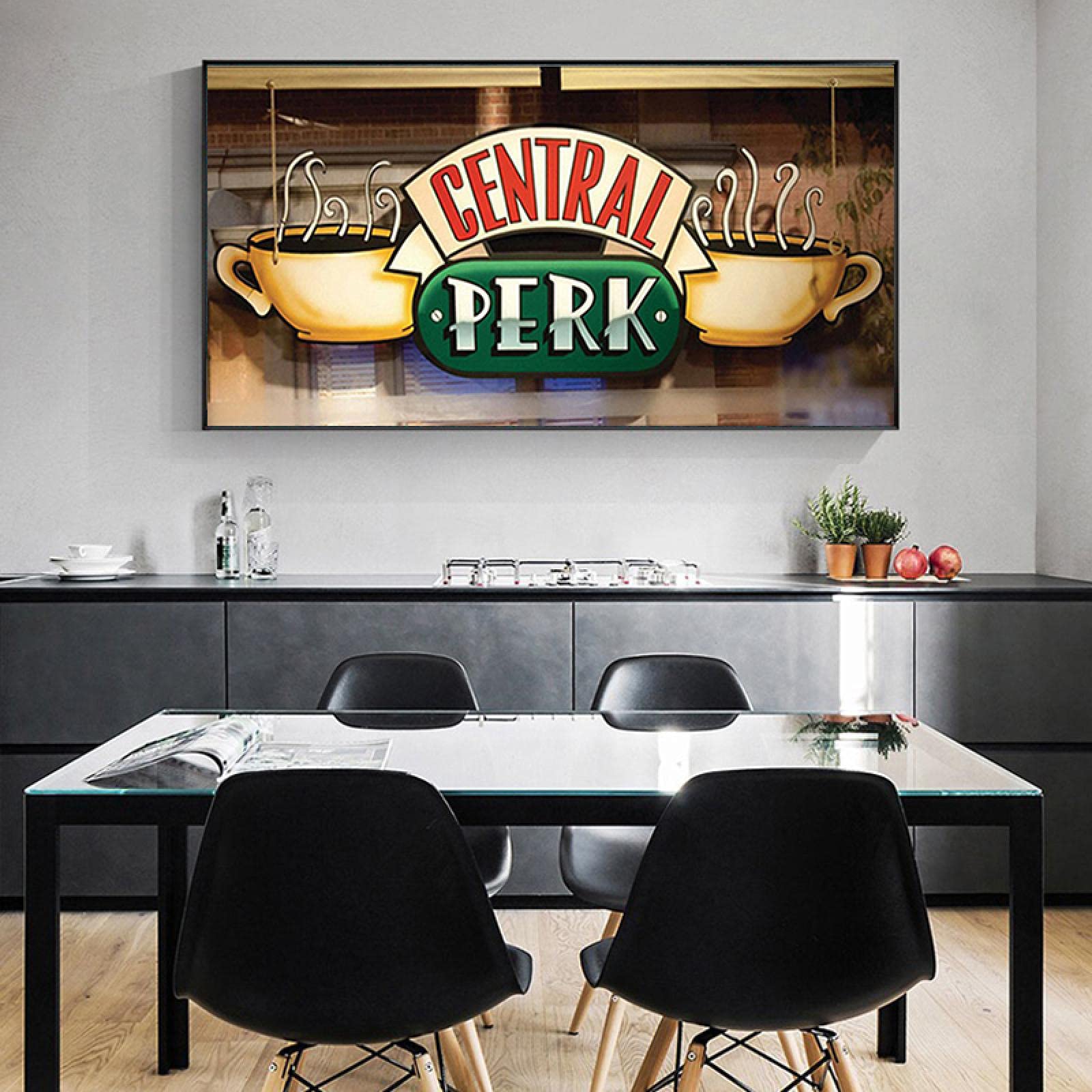 LSYALUCK Immagini Caffè Pittura su tela Amici Serie TV Poster e stampe Immagine scandinava di arte della parete per soggiorno Cuadros Decor 60x120 cm (24x47 pollici) cornice interna