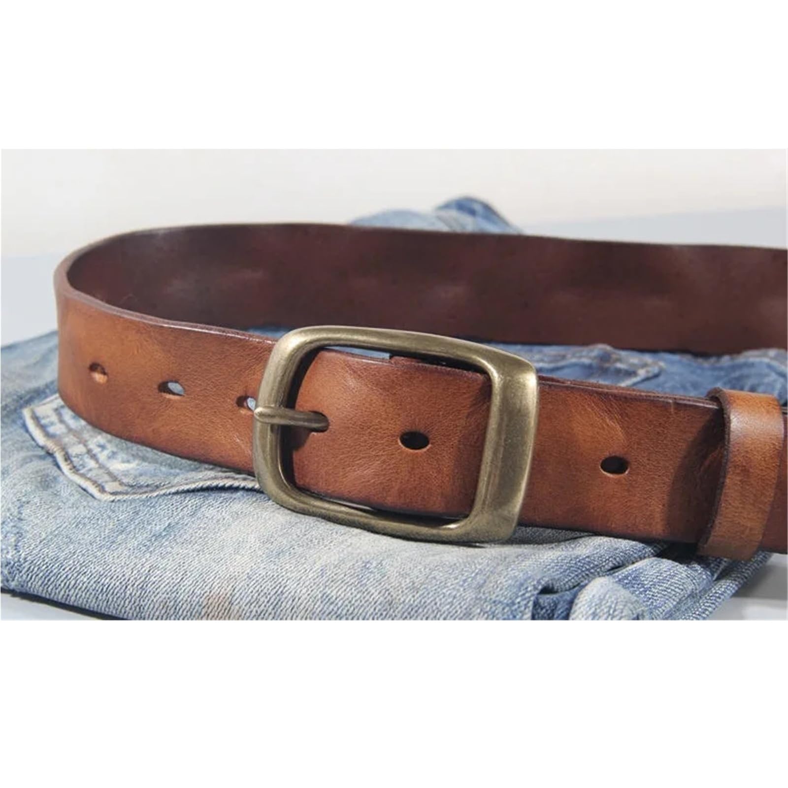 Leder Retro Handgemachte Kupfer schnalle herren gürtel Gürtel Jeans Breite