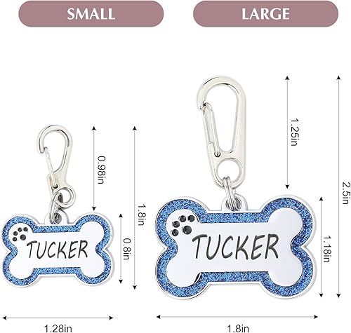 Miniatura 6 de Aimeng Etiquetas de identificación personalizadas de acero inoxidable con diseño de hueso brillante, etiquetas grabadas para perros y mascotas con 5