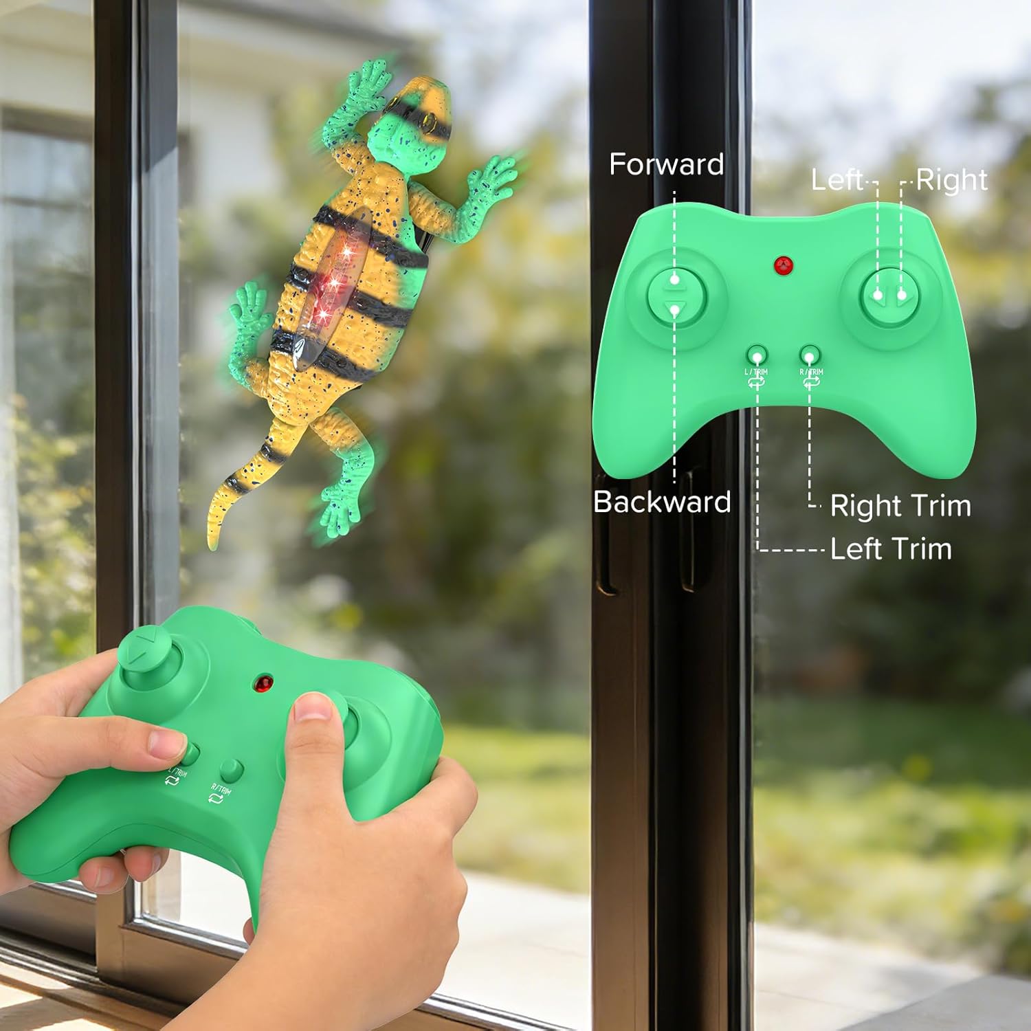 RC Wall Crawler Gecko, Remote Control Electric Lizard, Crawler Gecko with Glowing LED Light, Wall Climbing RC Robot Kids Toys for Boys & Girls Ages 3+ Years Up