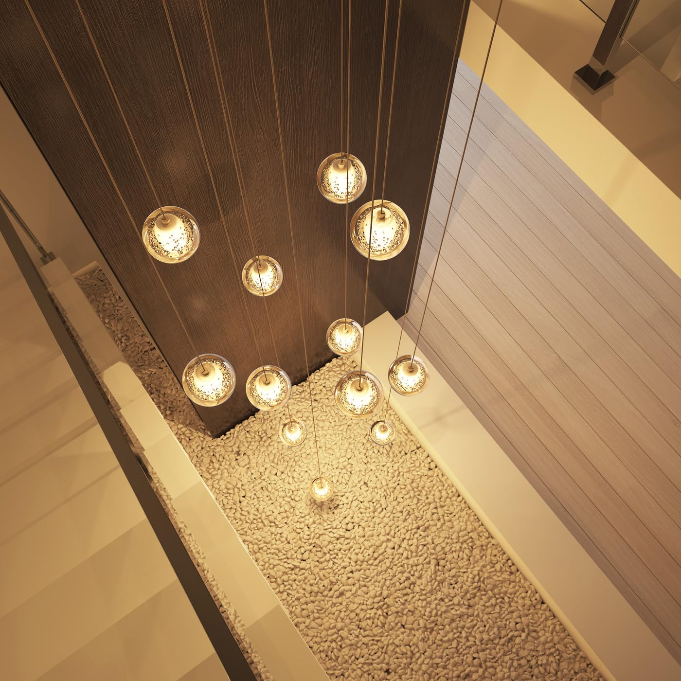 Amazon.co.jp: モダンな階段クリスタルシャンデリア、高天井のレイン