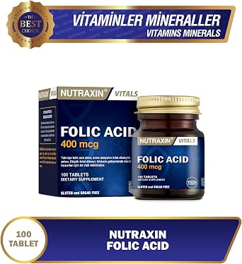 Nutraxin Vitals Folic Acid 400 mcg 100 Tablet Food Supplement