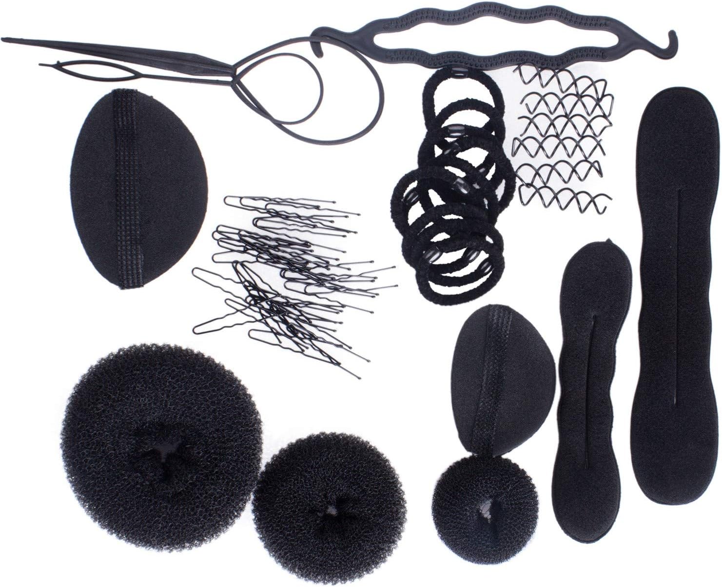2 Pezzi Cipolla Magica Per Capelli (Magic Bun) – Rotolo In Spugna E Schiuma Eco-friendly, Nero, KM Stars - Foto 3