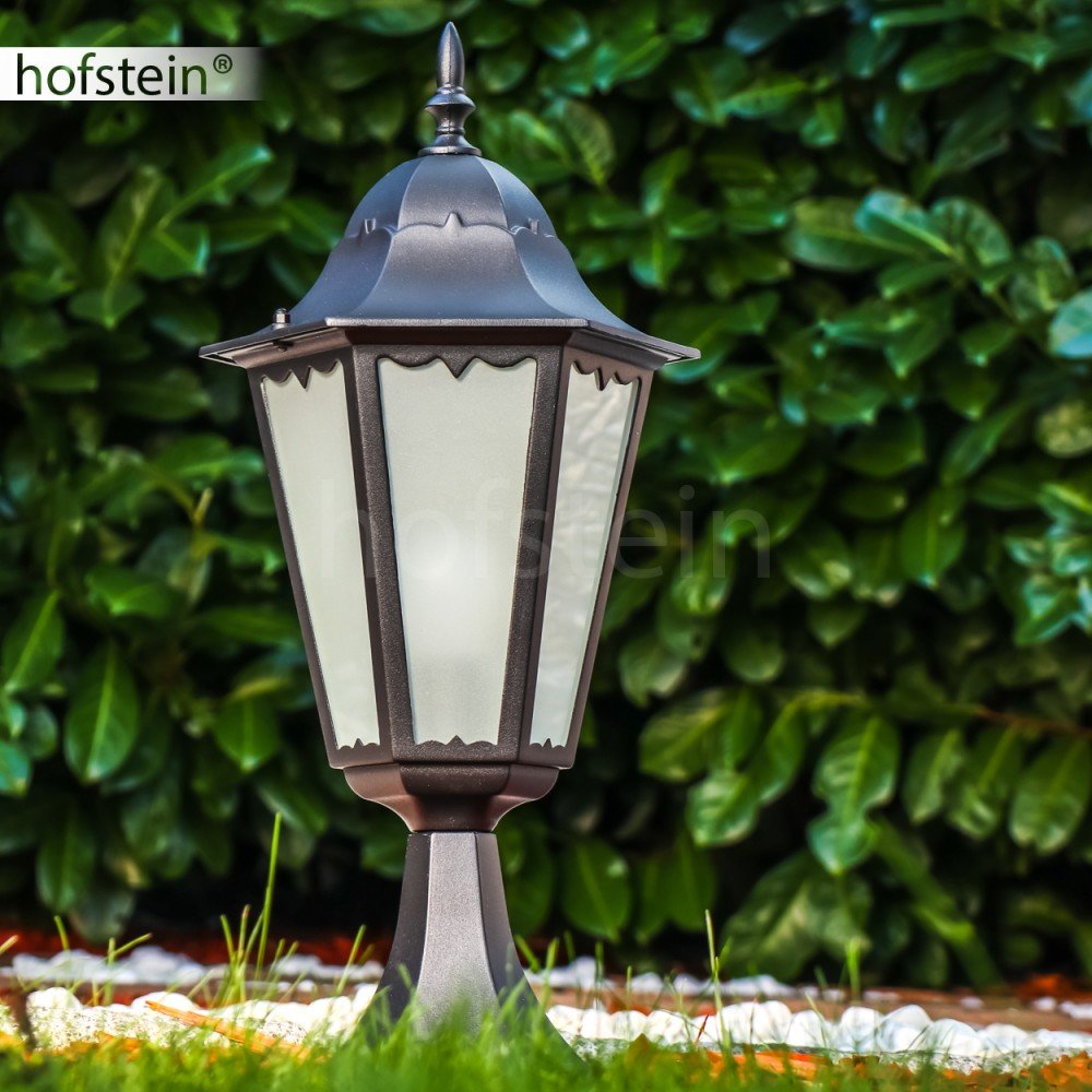 Lampada da esterno Hongkong Frost, lampada di base in stile antico, in fusione di alluminio in nero opaco con vetro, luce di percorso 49 cm, lampada da giardino retrò, E27, IP44, senza lampadina/e