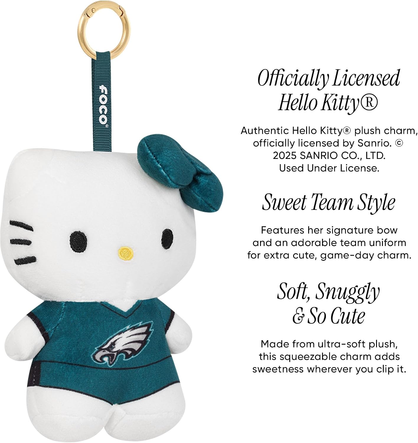 FOCO Unisex NFL Team Logo Plush Hello Kitty® Bag Charm Keychain